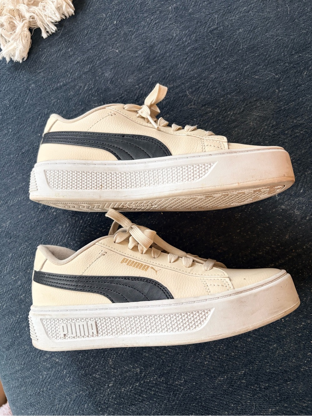Puma Women’s Cream Sneakers with Black Formstripe